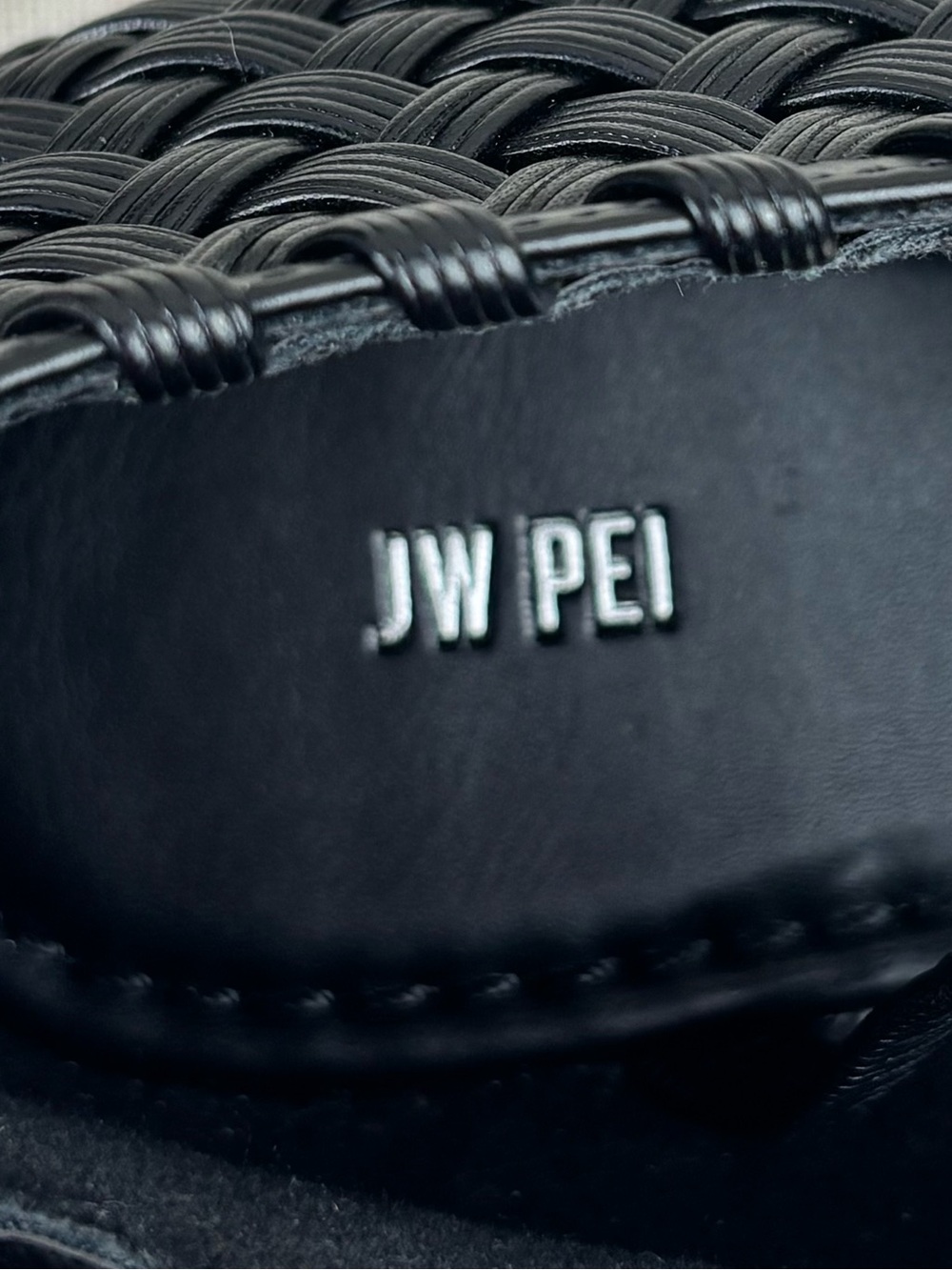 JW PEI Jocelyn Black Woven Vegan Leather Strap Sandals Women’s Size 7 - Picture 2 of 7